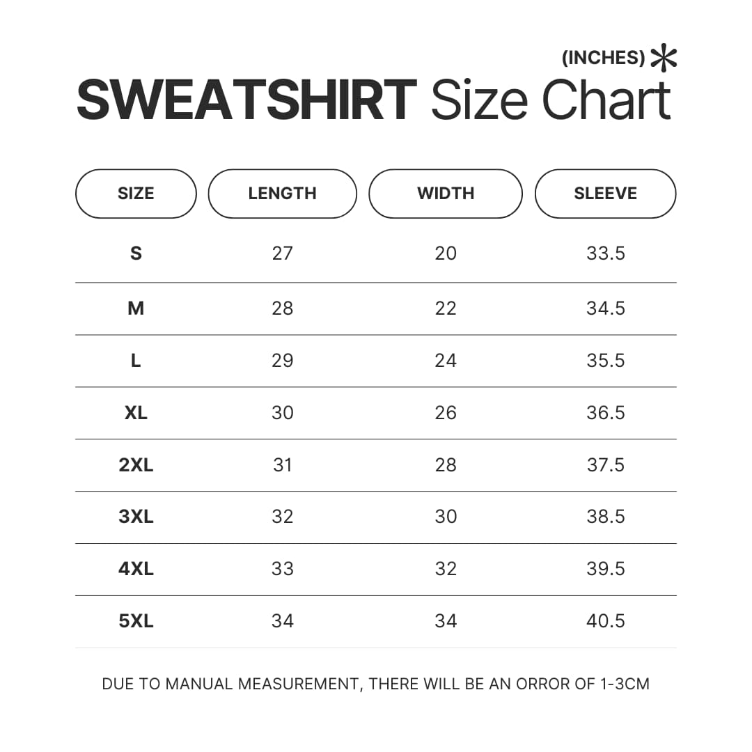 Sweatshirt Size Chart - IVE Store