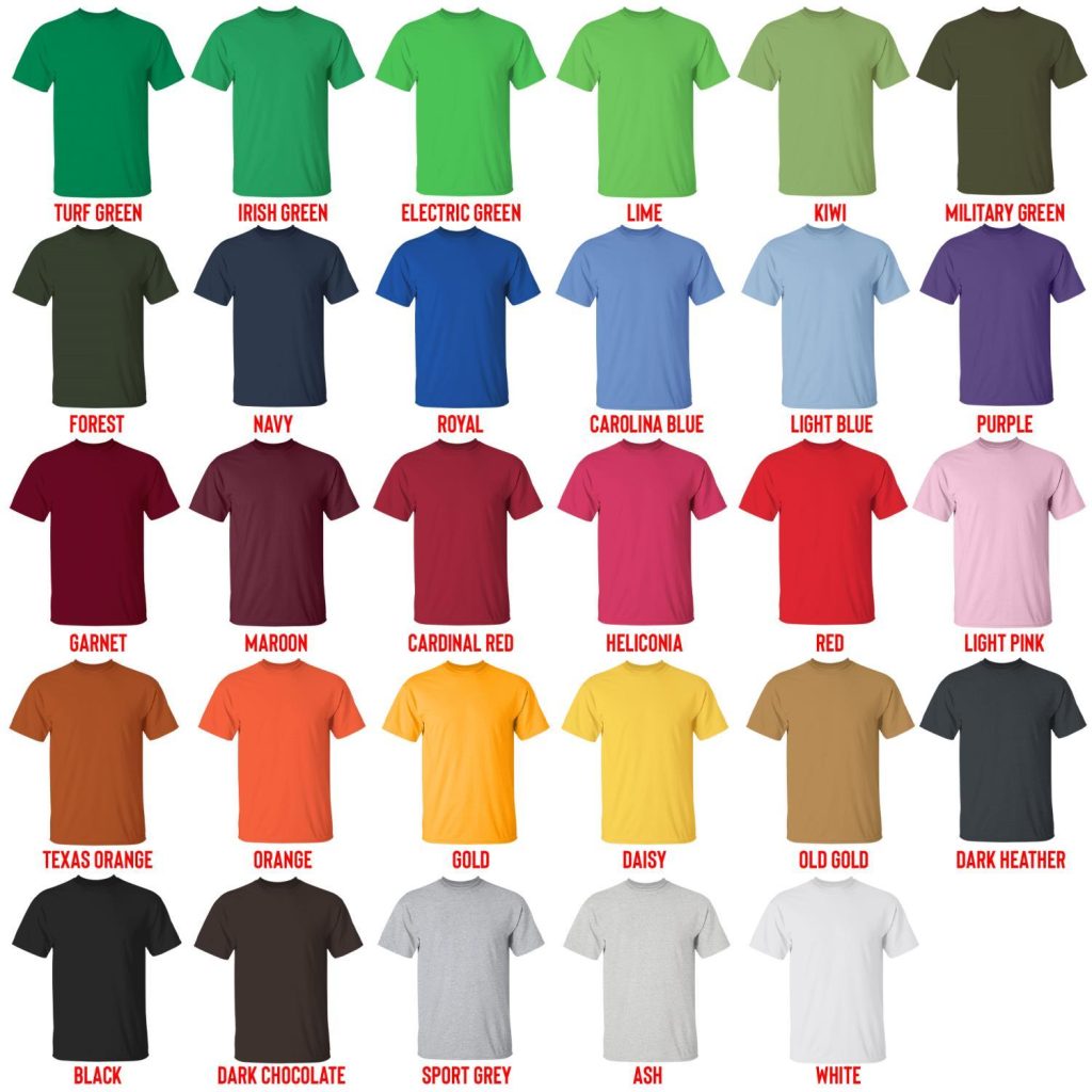 t shirt color chart - IVE Store