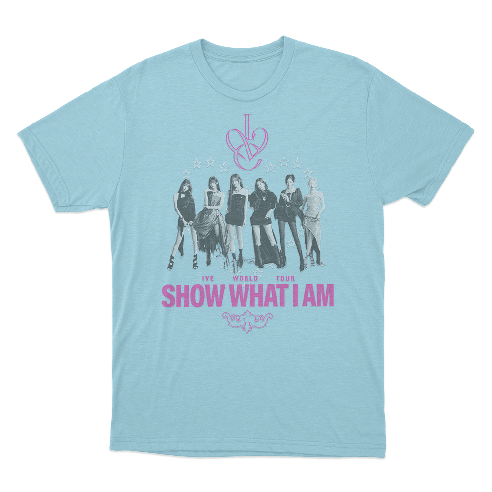 IVE Icon Heart Tour Unisex T Shirt Sky Blue IVE Icon Heart Tour Unisex T Shirt Sky Blue